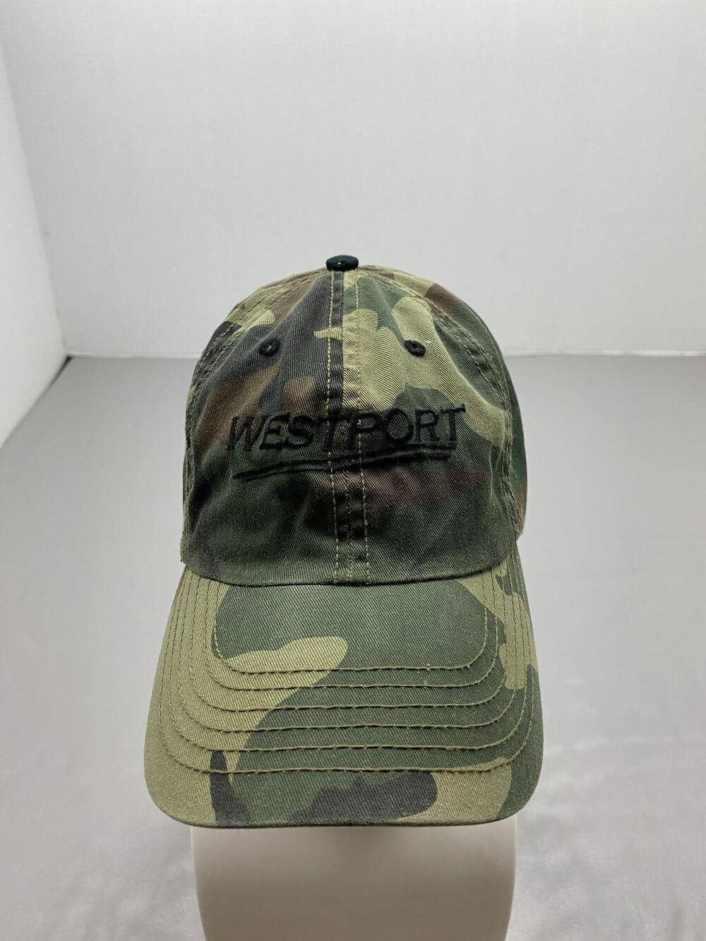 Westport Hat Cap Strap Back One Size Green Camo Twill Cotton Baseball Cap Mens